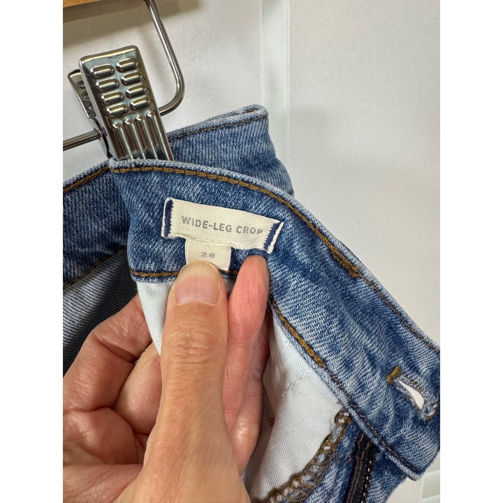 Madewell Wide-Leg Crop Jeans Light Wash Raw Hem High Rise Size 28 - Picture 4 of 8